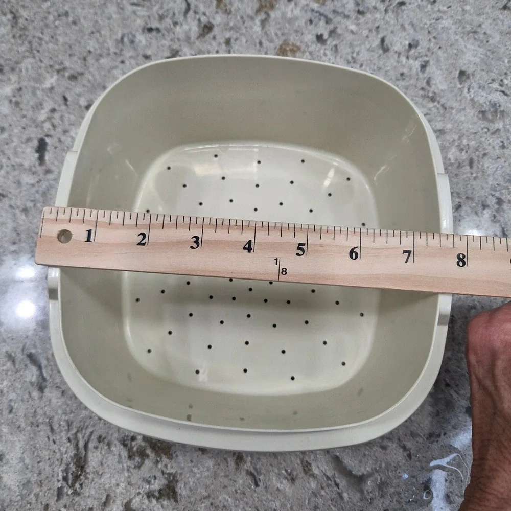 Tupperware 887-12 Almond Cream Square Colander Steamer Basket‎ Insert Vintage